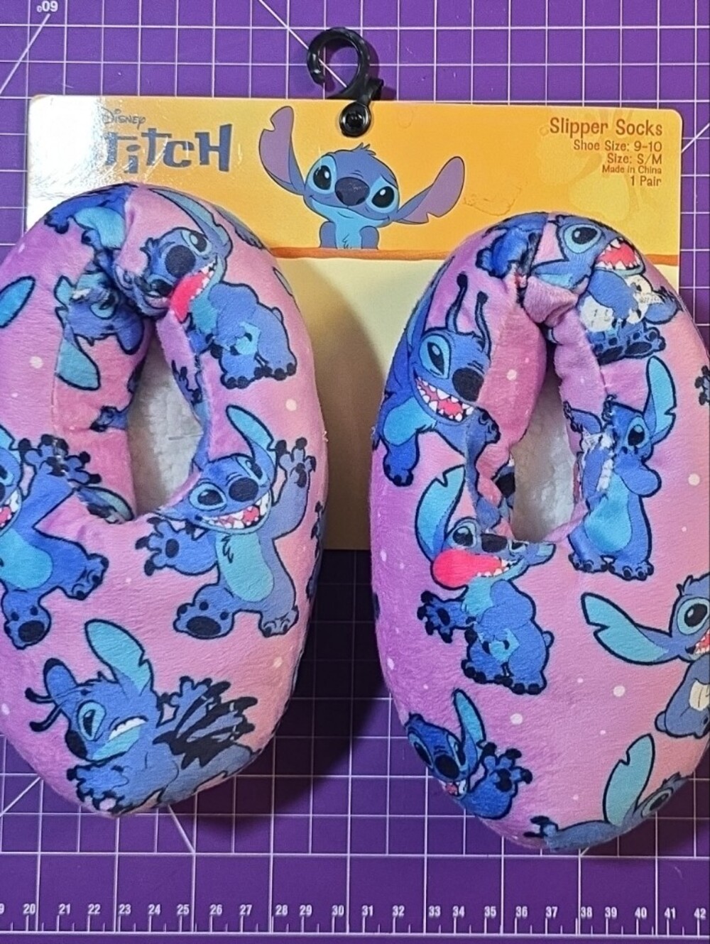 Disney Purple & Blue Lilo & Stitch Plush Slip-On Kids Slippers